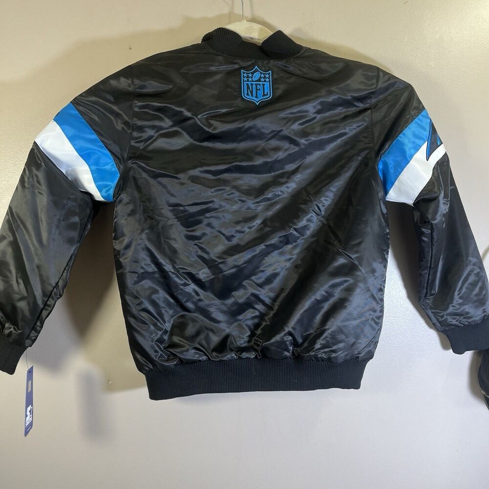 Carolina Panthers Men M Starter NFL Black Blue Satin Varsity Jacket Football - Picture 10 of 16